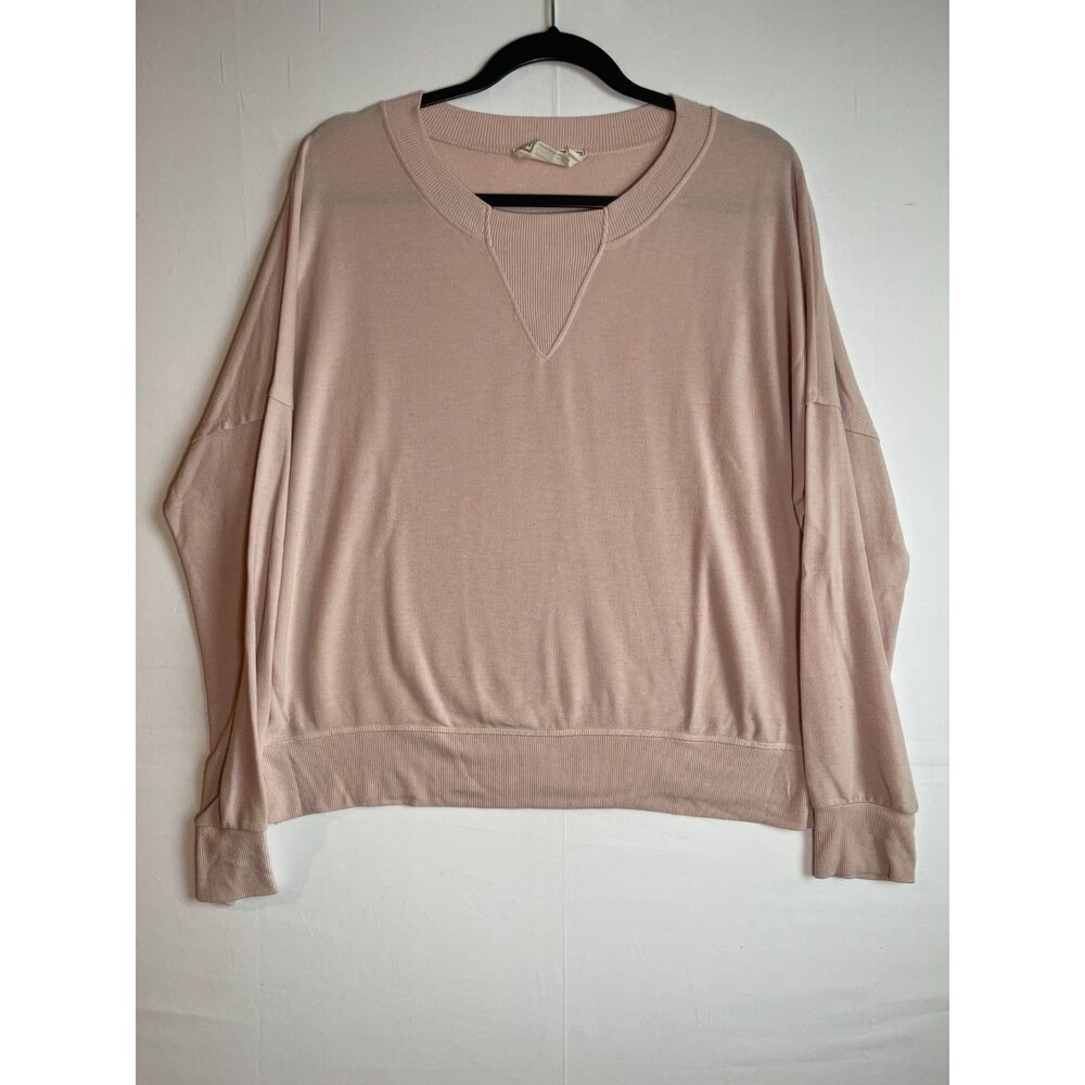 Sinuous Blush Pink French Terry Slouchy Crewneck Sweatshirt Womens Medium M